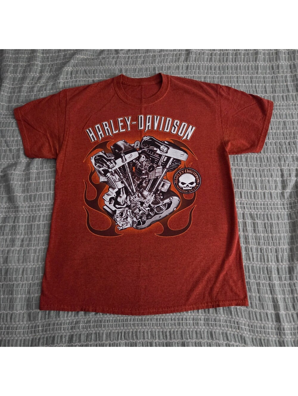 Harley-Davidson engine graphic red heather T-shirt